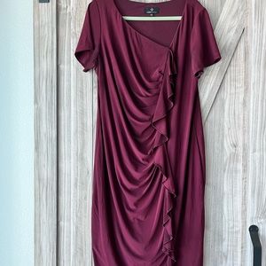 Flattering Burgundy ruffle Dress  Size 16W